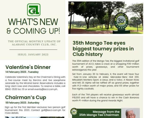 Alabang Country Club, Inc. | January Newsletter